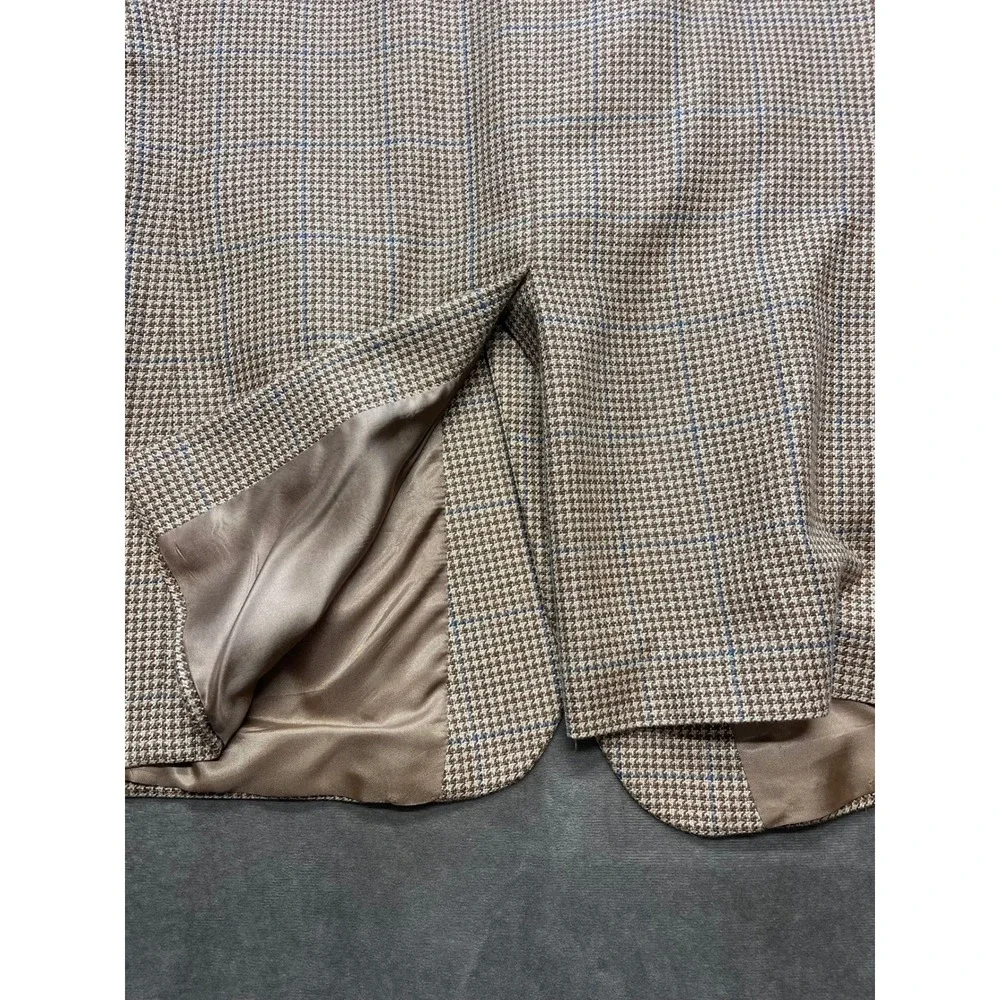 Jos A Bank Men's Houndstooth Blazer 46L Wool‎ Silk Linen Blend Sport Coat